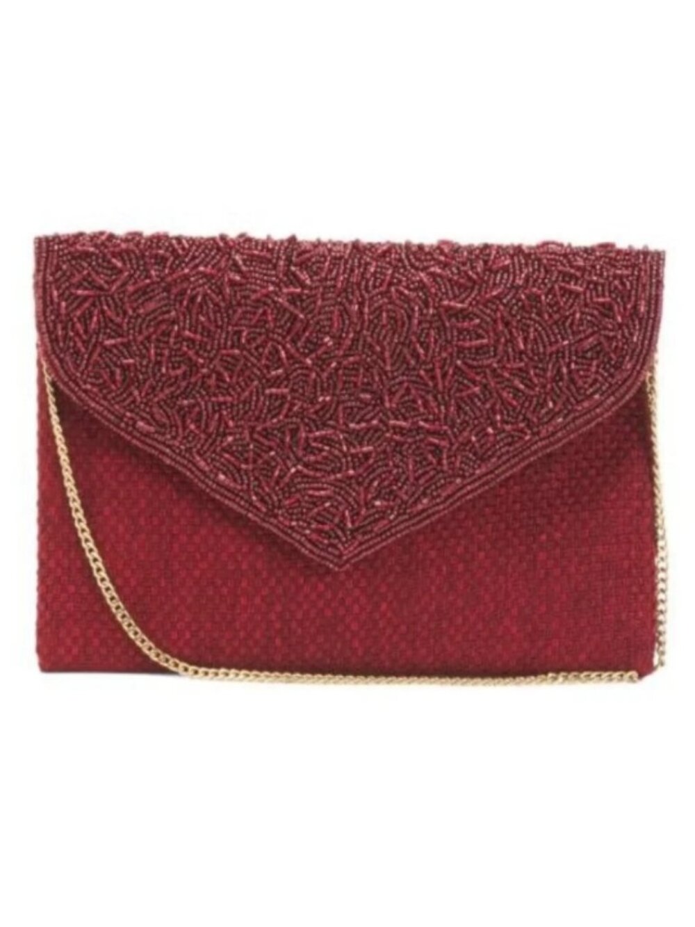 NWT Viral NATASHA Beaded Wine Envelope Bag with Crossbody Strap Clutch